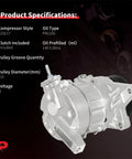 No Hustle Easy Swap Air Conditioning Compressor With Clutch For Chevy Traverse, detailed specifications and components image.