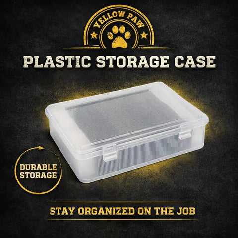 Plastic storage case for organized workspace, featuring durable design for tool storage and efficient job management.