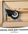 Four Pack Heavy Duty Barn Door Rollers Running Like A Dream With Silent Caster Wheels For Cabinet And Wardrobe Sliders showing precision bearing close-up on wood.