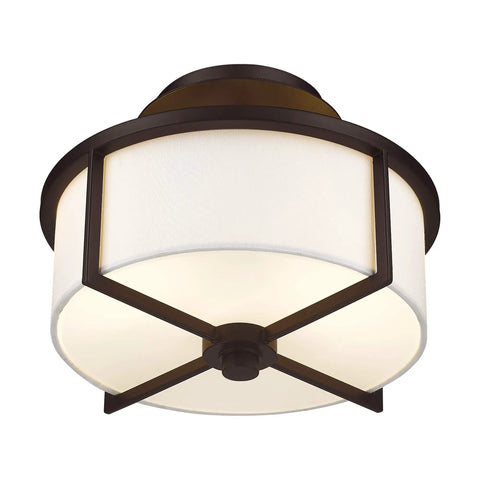 Transitional Two Light Ceiling Mount Light Fixture in Bronze Dark Finish From Wesley Collection, modern classic design.