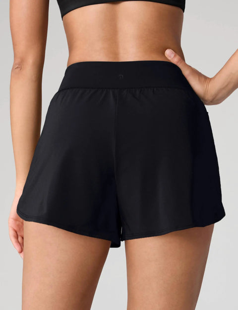 Athletic Running Shorts With Two Point Five Inch Lined Boxer Brief Inseam High Waisted Stay Put Fit back view