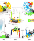 6 In 1 STEM Robotics Kit For Kids 8 To 13 With detailed components including reptile robot, balance car, bubble machine, fiber lamp.