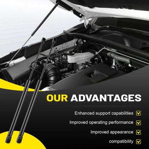 Two Pack Front Hood Lift Supports For Dodge Ram 1500 2500 3500 4500 5500 Gas Spring Shocks Struts Replacement shown with open hood