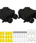 IP68 Outdoor Junction Box For Trailers And Outdoor Electrical Installations, 3 Way Enclosure With M25 Cable Glands, black ABS housing