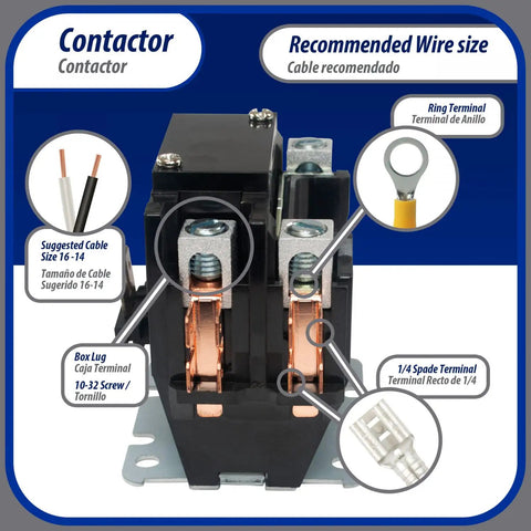 Heavy Duty Workhorse 1 Pole Shunt Contactor With 24V Coil 40 Amp Replacement for HVAC Compressors Air Conditioners Wiring Diagram