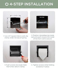 4-step installation guide for recessed matte black toilet paper holder stainless steel durable tissue roll dispenser wall mount with mounting bracket space saving in wall design for bathrooms that look clean and ready to roll