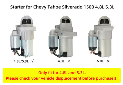 Chevrolet Silverado Tahoe Suburban Starter High Torque V8 4.8L 5.3L 2003-2008 Compatible With Chevy Avalanche Trailblazer