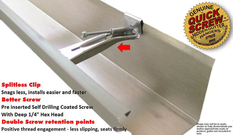 5 Inch Premium Hidden Rain Gutter Bracket Hooks With Screw Clip Style For Non Plastic K-Style Gutters installed view