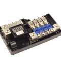4 Way Mini ANL Fused Car Audio Power Distribution Block With Ground Block Each Block Accepts 0, 2, Or 4 Gauge In And 4 Or 8 Gauge Out digital LED display