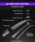 3D airflow control aerodynamic design components for Heavy Duty All Season Windshield Wiper Blades Pack Of 2 At 22 Inch Each.