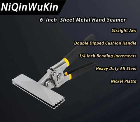 6 Inch Hand Seamer With Straight Jaw For Sheet Metal Bending And Flattening, ergonomic handle, steel construction, easy grip