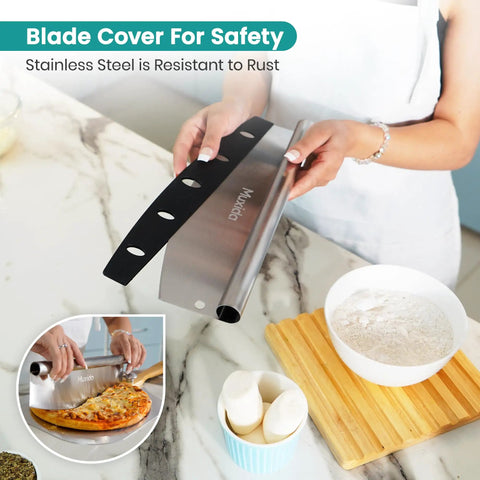 Aluminum Pizza Peel And Rocker Cutter Set 12 By 14 Inch With Foldable Wooden Handle Lightweight Stainless Steel Finish