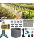 Drip Irrigation Kit With Smart Water Timer For Garden Yard And Greenhouse, 98 Feet Half Inch Hose, 20 Adjustable Copper Nozzles displayed