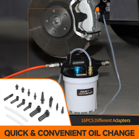 Brake Bleeder Vacuum Pump Kit One Person Operation Pneumatic Brake Fluid Extractor With 2L Fluid Reservoir And 1L Refilling Bottle Automatic Master Cylinder Refill Easy Bleed And Flush For Cars And Trucks