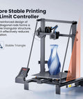 Beefy Build Area FDM 3D Printer with Open Source Board, showcasing stable triangular frame for precise printing and vibration reduction.