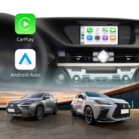 Wireless CarPlay Android Auto Adapter For Lexus ES NX IS RX CT 2014 2017 With Dual Band WiFi Two Point Four G Five Point Eight G Bluetooth 5.0 GPS Decoder And Plug And Play Retrofit Kit screen display in Lexus dashboard
