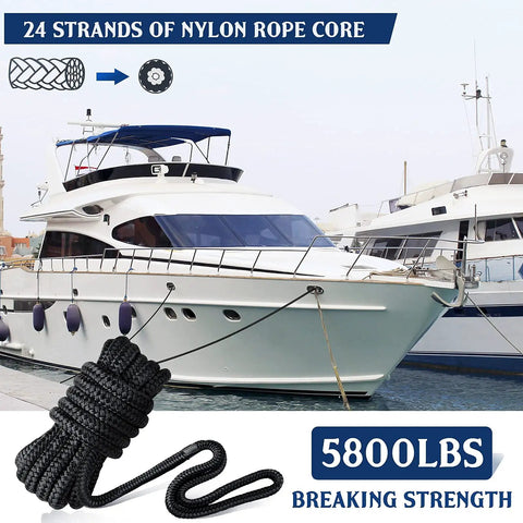 Hefty Double Braided Nylon Dock Lines With 12 Inch Loops Deliver Rock Solid Hold And Tough As Nails 5800 Lbs Breaking Strength For Kayaks And Pontoon Boats Up To 30 Feet Built Reliable