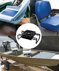 Clamp On Boat Seat Pedestal Mount With 360 Degree Swivel For Jon Boats Kayaks And Fishing Boats With Benches And Bass Skiffs Adjustable From Seven And A Half Inches To Eighteen Inches Powder Coated Galvanized Steel installed on various boat seats.