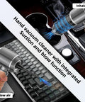 Powerful Cordless Handheld Vacuum With 28000Pa Brushless Motor, 3-Speed Suction, shown cleaning car and keyboard