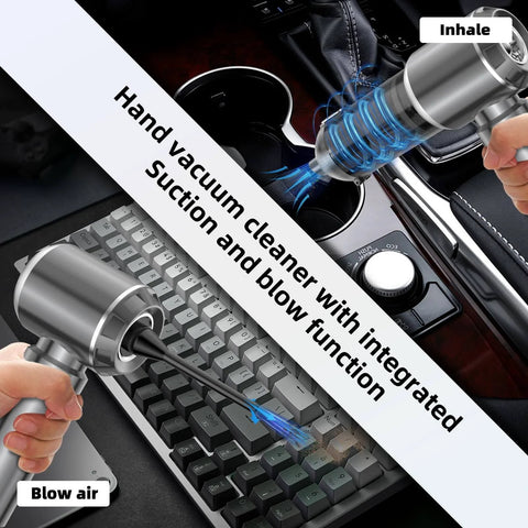 Powerful Cordless Handheld Vacuum With 28000Pa Brushless Motor, 3-Speed Suction, shown cleaning car and keyboard