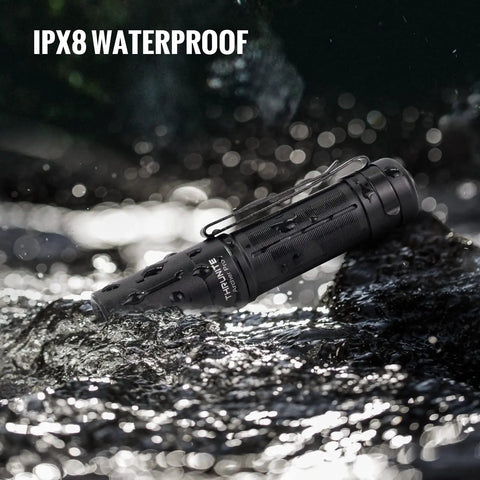 EDC Pocket Light Archer Pro High Lumen Output USB C Rechargeable LED Flashlight waterproof test on wet rocks