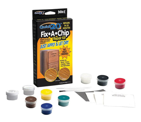 Restor It Quick 20 Minute Chip Repair Kit For Wood Plastic Formica Paneling And Other Hard Surfaces with color guide and tools