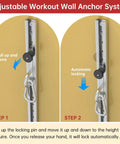 Adjustable Wall Mount Anchor Platform For Resistance Bands Featuring 35 Custom Locking Positions to show height adjustment mechanism.