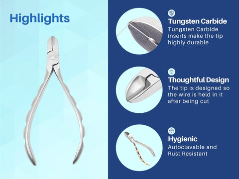 Go-To Orthodontic Wire Cutter For Braces With Tungsten Carbide Inserts, Durable Gold Plated Handles, Autoclavable Pliers