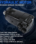 Hydraulic Motor 104-1789-006 Replacement For Eaton Char-Lynn 2000 Series, 9.59 Cu In Displacement, 2-Bolt SAE-A Mount, 470 RPM, 2780 PSI Beefed-Up Heavy-Duty in black disc valve gerotor design