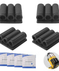 Four Pack Drill Bit Holder Tool Holster for Impact Drivers and Drills with adhesive shown with accessories