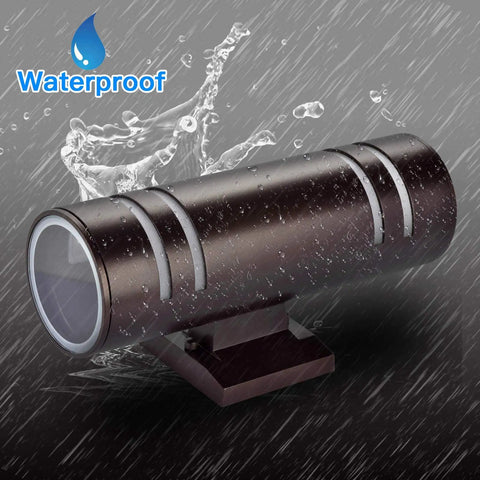 Dope Oil Bronze Outdoor Wall Light With Up Down Sconce For Porch And Garage Exterior in rain showing waterproof design