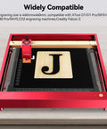 Front view of UniTak3D honeycomb laser bed 500x500mm with aluminum plate, red frame, for XTool D1/D1 Pro engravers.