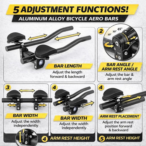 Triathlon T Handlebar Aerobars For Road Bikes With Beefy Aluminum Alloy Build Rest Pads And Cushions Adjustable Clamp Features