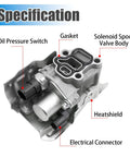 Variable Valve Timing Solenoid Spool Valve Assembly Replacement For Acura RSX Honda Accord 2.4L Civic 2.0L CR V Element Built To Last And Easy To Install Replaces 15810RAAA03 917224 parts labeled