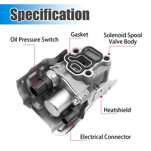 Variable Valve Timing Solenoid Spool Valve Assembly Replacement For Acura RSX Honda Accord 2.4L Civic 2.0L CR V Element Built To Last And Easy To Install Replaces 15810RAAA03 917224 parts labeled