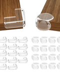 Thirty Piece Clear Baby Corner Protectors Big Time Tough Soft Pvc Edge Guards L Shaped And Rounded Childproof Furniture Cushions for Kid Safe Living Spaces displayed on wooden table.