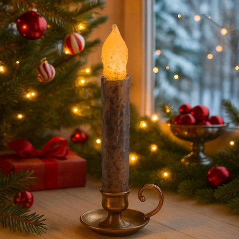 Real Wax Taper Flameless Candles Six Pack Battery Operated With Flickering Warm Glow for dining table decor next to Christmas tree