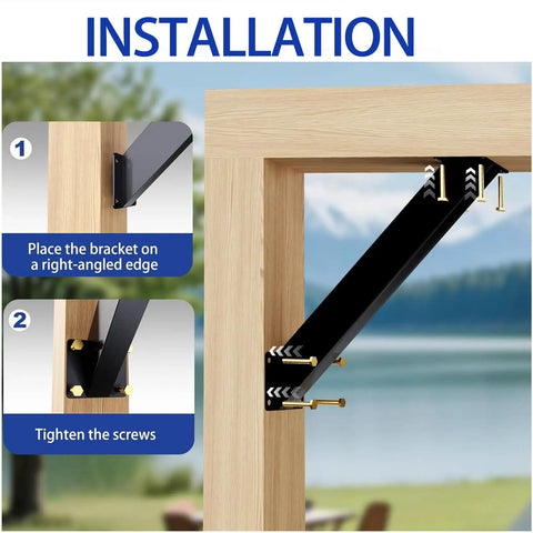 Beefy 45 Degree Angle Corner Braces For Inside Joints, Pergola Brackets For Wooden Structures, Beam To Column Connectors, Black Powder Coated Steel, Sturdy 8 Piece Set For Tree Houses, Gazebos And Patios, Easy DIY Mounting