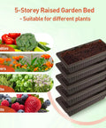 5 Tier Elevated Garden Bed With Lockable Caster Wheels For Freestanding Vertical Growing, Includes Five Planter Boxes shown