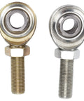 Beefy Stainless Steel Rod Ends And Heim Joints Pair featuring half inch bore, adjusted male threads for car and ATV steering.
