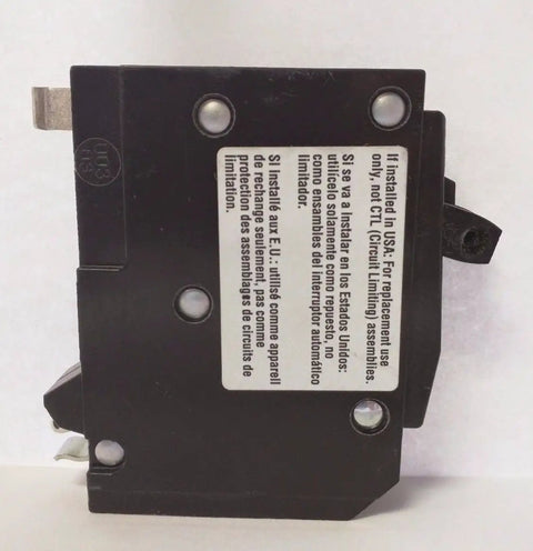 Side view of Tandem Circuit Breaker 2 To 15 Amp 1 Pole 120V New Dual Circuit Unit For Standard Electrical Panels Space Saving Breaker