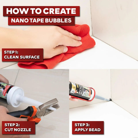 Steps to apply Black Silicone Sealant Caulk For Indoor And Outdoor Use, 10.1 Oz Cartridge, 4 Pack Waterproof And Weatherproof Adhesive