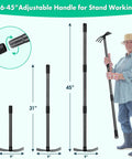 Heavy Duty 2 In 1 Garden Hoe And Cultivator With A 45 Inch Long Adjustable Handle for Weeding, Tilling, Visibly Held by Person