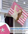 Personalized Pink American Flag 3x5 Ft Banner With Your Photo And Text Design Custom Flag Tapestry hanging on house