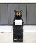 Little Johnny Bear Toilet Paper Holder From Bearfoots Collection By Jeff Fleming Midnight Black Resin Stone Decor in bathroom