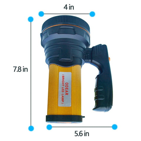 Dimensions of Beast Bright Handheld LED Spotlight Torch with USB Rechargeable Battery long throw searchlight for outdoor use