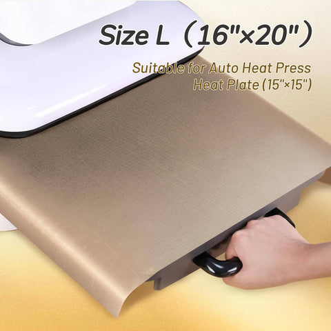 12 Pack PTFE Teflon Sheets 16 By 20 Inches For Auto Heat Press And Sublimation in use with heat press machine