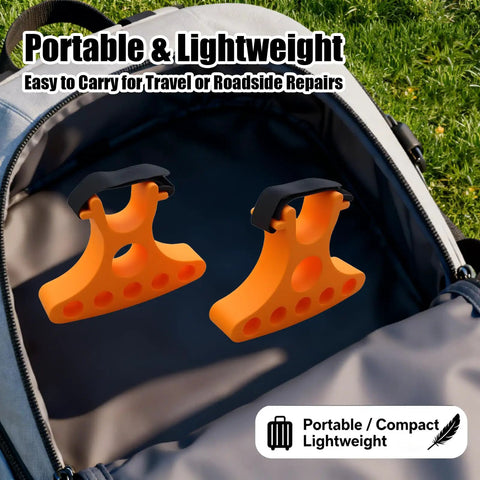 Two Pack Beefy Bike Repair Stands with Portable Handlebar Jacks in backpack, showcasing portability and lightweight design.