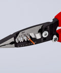 Pro Grade Multifunction Wire Stripper Pliers For Electricians with cutting blades and red ergonomic handles