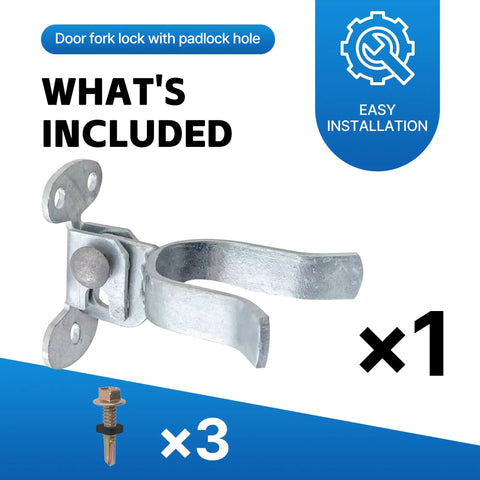 Heavy Duty Wall Mount Chain Link Gate Latch For Metal Fences, DIY Friendly, Galvanized Steel Construction With Padlock Hole, 1 Pack